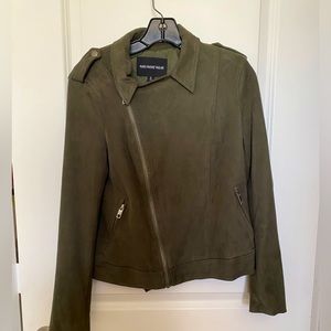 who what wear asymmetrical dark green jacket